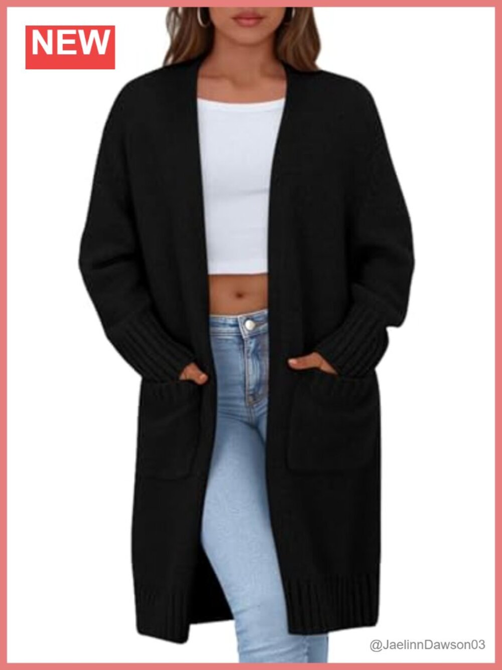PRETTYGARDEN Open Front Cardigan Sweater Long Sleeve Oversized Knit